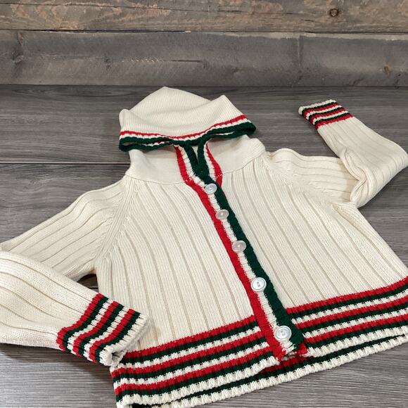 Vintage K Mart Hooded Cardigan Sweater Toddler 3T Acrylic 60s 70s Taiwan ROC - Picture 9 of 13